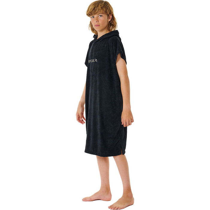 2024 Rip Curl Junior Brand Hooded Towel Changing Robe / Poncho 007BTO - Black / Grey